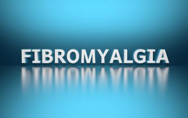 Word Fibromyalgia on blue background clipart