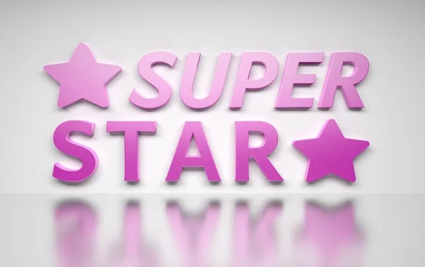 Pink words I am Super Star with two stars on white background — Stock Photo, Image