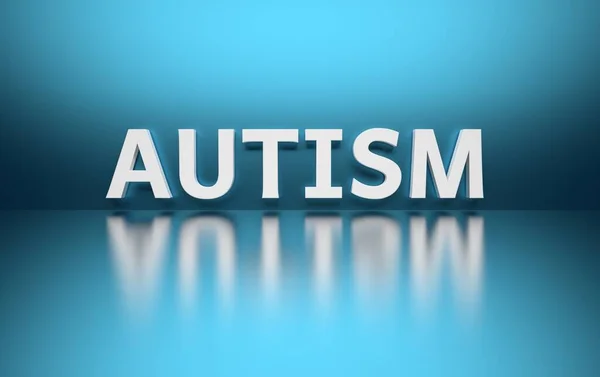 stock image Word Autism on blue background