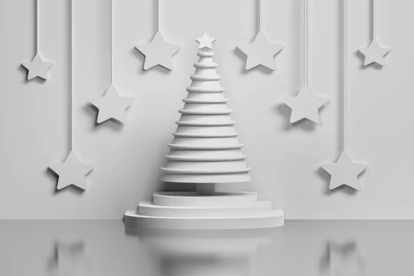 White concept Christmas tree with stars — Stock Photo, Image