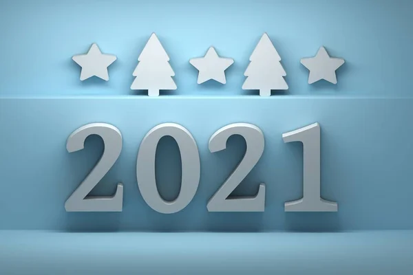 Large white 2021 numbers on blue backgound — Stock Photo, Image
