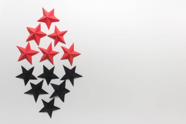Red and black folded origami paper stars