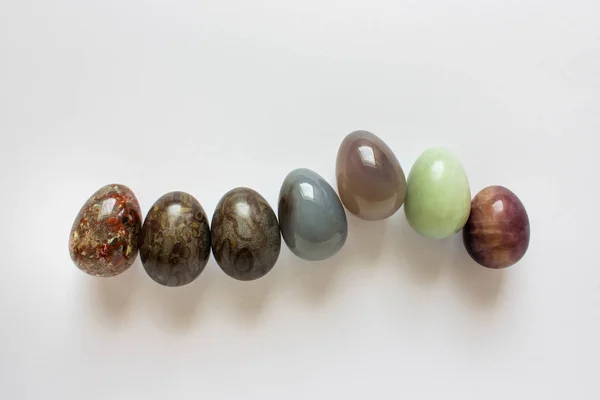 Row of Easter eggs made of precious stones — Stock Photo, Image