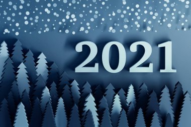 Klasik mavi renkli 2021 yeni yıl tebrik kartı.