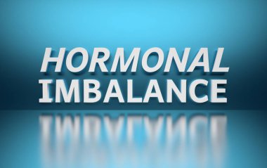 Mavi arka planda kelime hormonal dengesizliği