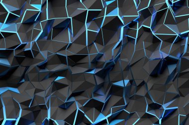 Siyah çatlak yüzey mavi parlayan ışıkla