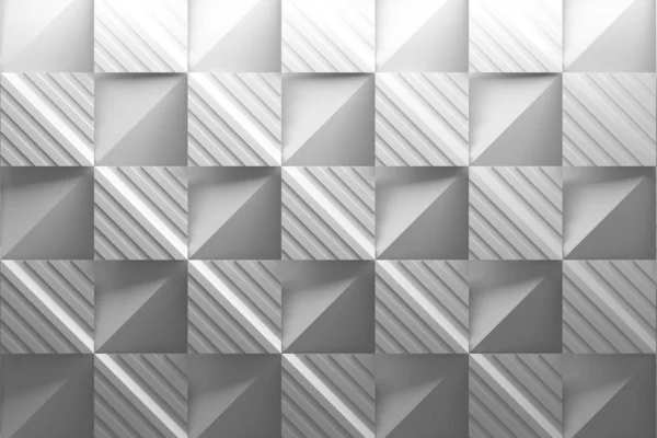 Λευκό ψηφιδωτό μοτίβο με τετράγωνα διπλωμένα ριγέ πλακάκια — Φωτογραφία Αρχείου