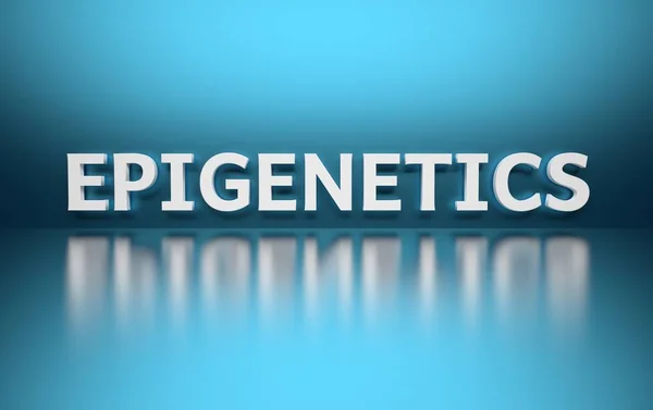 Woord Epigenetica geschreven in witte vette letters — Stockfoto