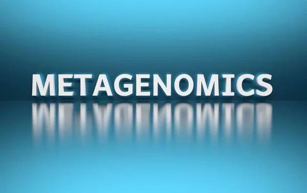 Woord Metagenomics Geschreven Witte Vette Letters Blauwe Achtergrond Illustratie — Stockfoto