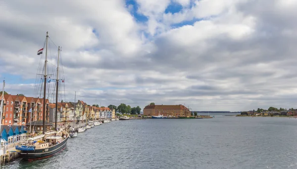 Nagy Vitorlás Hajó Történelmi Kikötőben Sonderborg Dánia — Stock Fotó