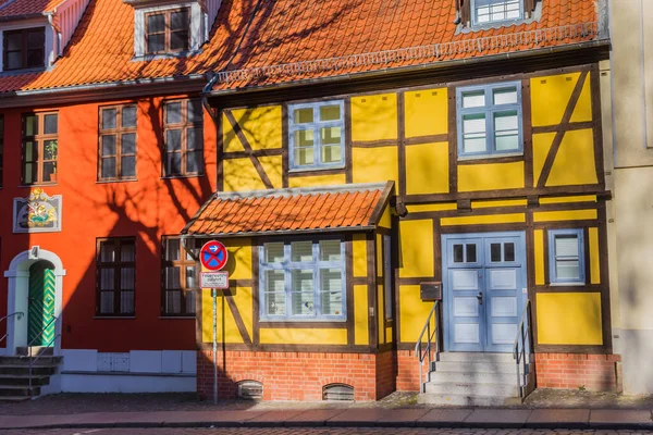 Casa Amarilla Entramado Madera Altstadt Stralsund Alemania — Foto de Stock