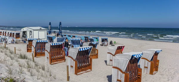 Panorama Traditional Chairs Beach Binz Rugen Island Germany — Stock Photo, Image