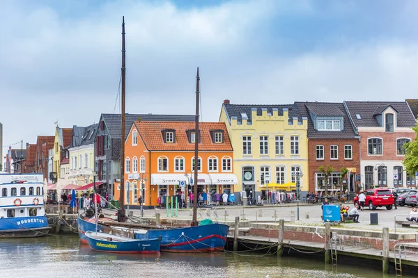 Colorful Harbor Market Square Husum Germany — Stock Photo, Image