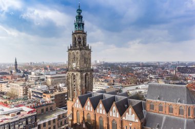 Historic Martini church dominating the skyline of Groningen, Netherlands clipart