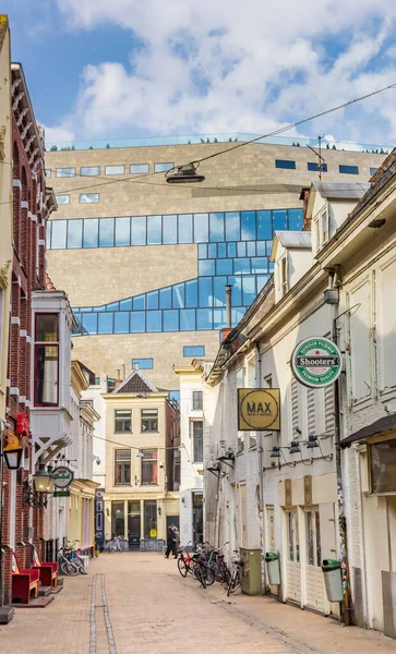Calle Histórica Con Bares Pubs Que Conducen Foro Groningen Países — Foto de Stock