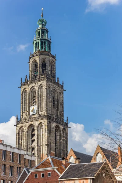 Martini Turm Und Alte Häuser Zentrum Von Groningen Niederlande — Stockfoto