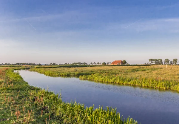 Pequeno Rio Paisagem Província Groningen Países Baixos — Fotografia de Stock