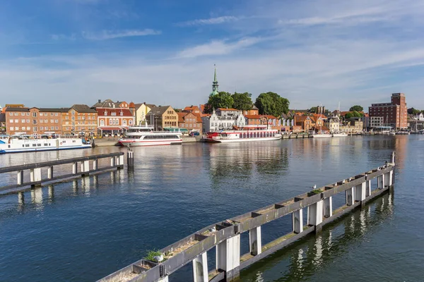 Rzeka Schlei Port Zabytkowego Miasta Kappeln Niemcy — Zdjęcie stockowe