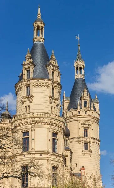 Torres Castelo Histórico Schwerin Alemanha — Fotografia de Stock