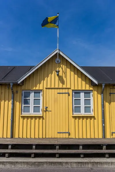 Yellow Wooden House Harbor Flensburg Germany — Stock Photo, Image