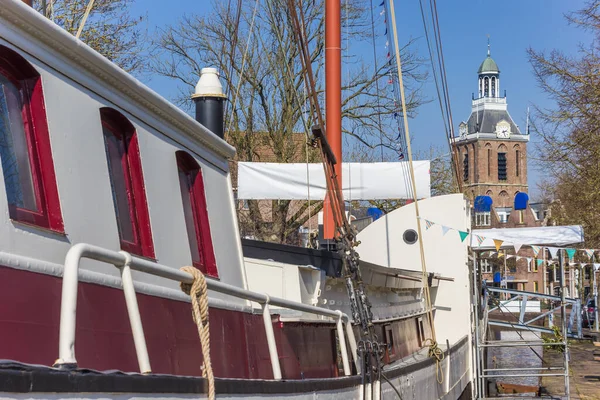 Stary Żaglowiec Nabrzeżu Centrum Meppel Holandia — Zdjęcie stockowe