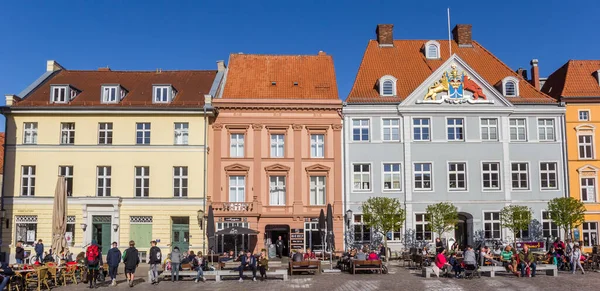 Panorama Edifícios Coloridos Praça Mercado Stralsund Alemanha — Fotografia de Stock