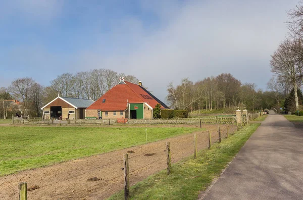 Ferme Hollandaise Traditionnelle Dans Réserve Naturelle Wildemerk Aux Pays Bas — Photo