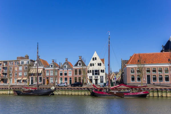 Oude Houten Zeilschepen Zuiderhaven Van Harlingen Nederland — Stockfoto