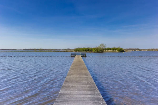 Wooden Jetty Oldambtmeer Lake Oostwold Netherlands — Stock Photo, Image