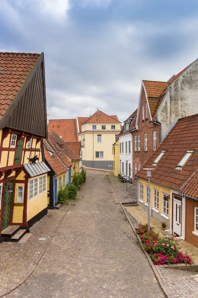 Calle Con Casas Antiguas Ciudad Histórica Sonderborg Dinamarca — Foto de Stock