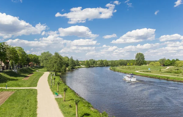 Carriles Bici Largo Del Río Ems Haren Alemania — Foto de Stock