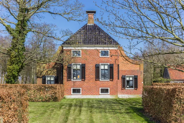 Fachada Frontal Una Casa Campo Histórica Groningen Países Bajos — Foto de Stock