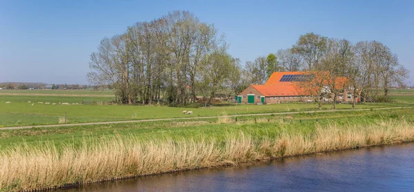 Panorama Old Farm Linde River Kuinre Netherlands — Stock Photo, Image