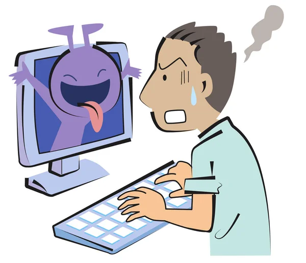 Dator Verksamhet Överraskad Dator Infekterad Med Ett Virus — Stockfoto