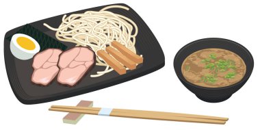 Lezzetli yemek tsukemen Japonya
