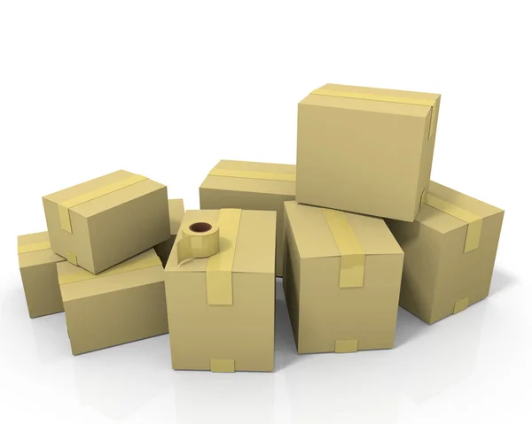 Lepenkové Krabice Gum Páska — Stock fotografie