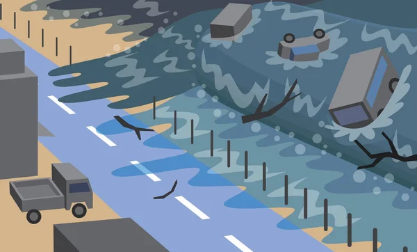 Arabalar ve sular altında otobüs