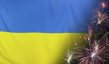 Ukrayna bayrağı havai fişek gerçek kumaş 