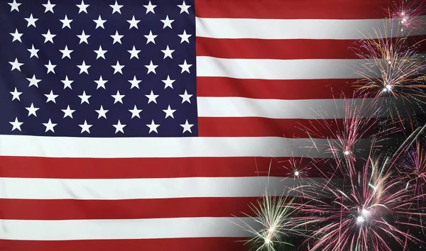 USA Flag Firework real fabric — Stock Photo, Image