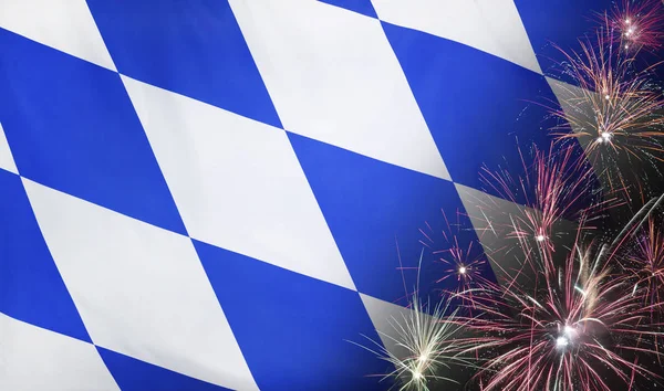 Bavaria Bandiera Fuochi d'artificio tessuto reale — Foto Stock