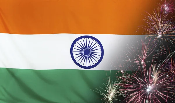 インド国旗花火布 — ストック写真