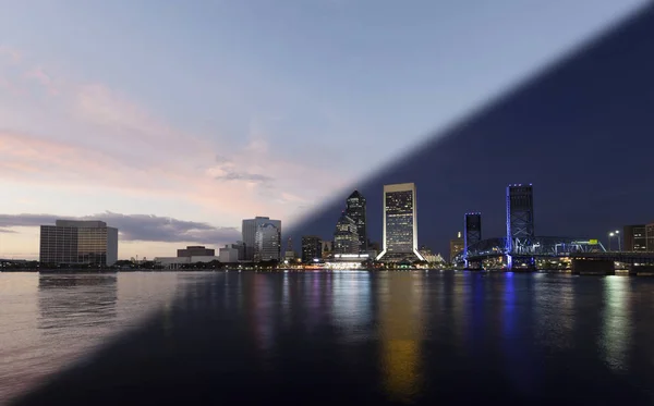 Pôr do sol Jacksonville e crepúsculo skyline — Fotografia de Stock