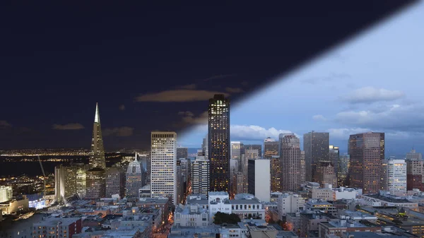 San Francisco Skyline crepúsculo transição — Fotografia de Stock