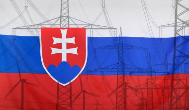 Elektrik direğinden ile enerji kavram Slovakya bayrağı