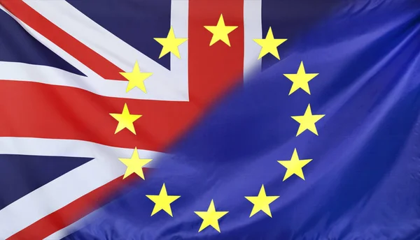 Έννοια Brexit Ηνωμένο Βασίλειο και την ΕΕ σημαίες σύνθεση — Φωτογραφία Αρχείου
