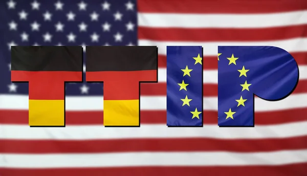 TTIP Concepto Alemania, Estados Unidos y la UE Banderas composición — Foto de Stock