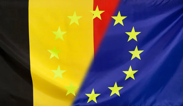 Bandera Europea fusionada con Bandera de Bélgica — Foto de Stock