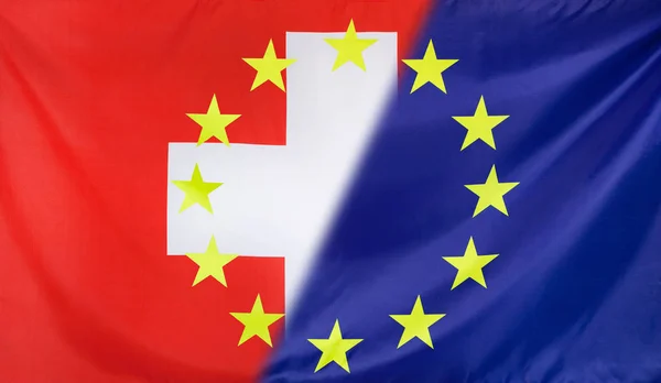 Bandera Europea fusionada con Bandera Suiza — Foto de Stock