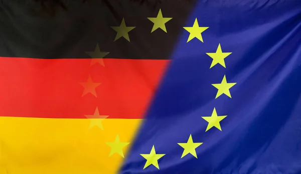 Европейский флаг слился с флагом Германии — стоковое фото