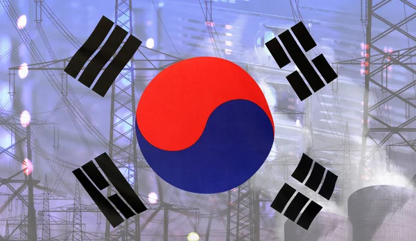 Coreia do Sul Bandeira Tecnologia Ambiente Conceito — Fotografia de Stock